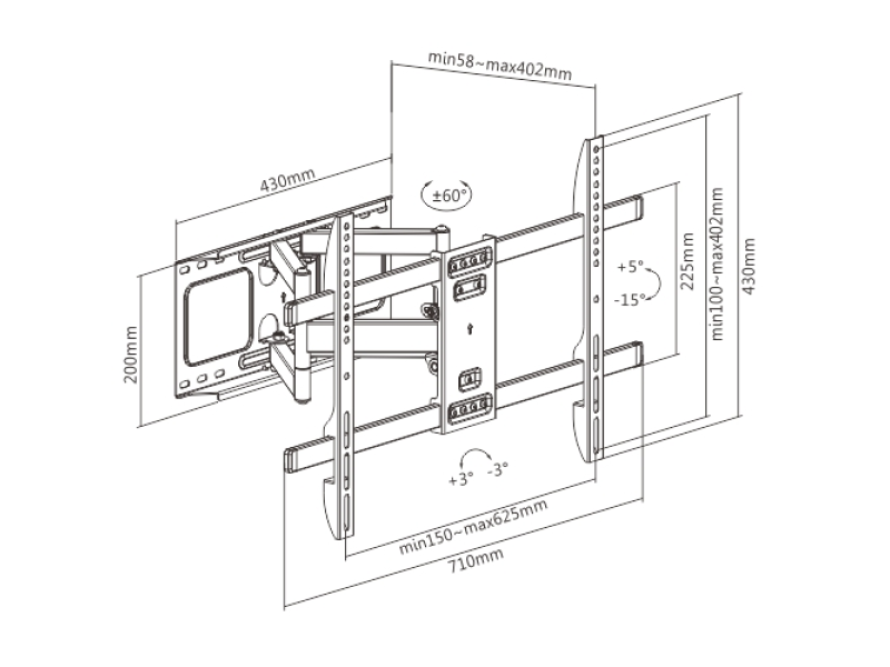 Gembird WM-80ST-02 Full-motion TV wall mount, 37 - 80 (60 kg) WM-80ST-02 – GEMBIRD Стойки