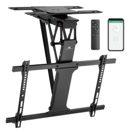 Maclean electric ceiling TV mount, TUYA support, max VESA 600x400, 90st swivel remote control, 32"-75", 35kg, MC-490