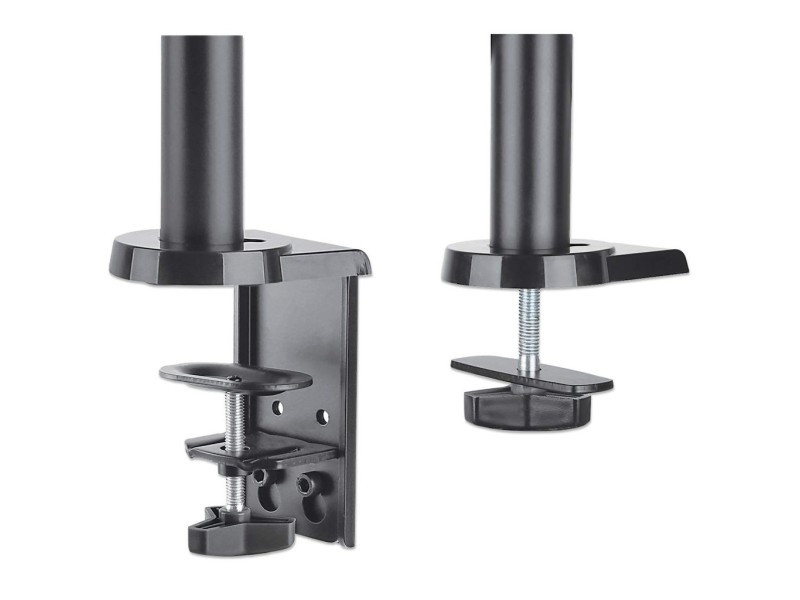 Manhattan TV & Monitor Mount, Desk, Full Motion (Gas Spring), 2 screens, Screen Sizes: 10-27, Black, Clamp or Grommet Assembly, Dual Screen, VESA 75x75 to 100x100mm, Max 8kg (each), Lifetime Warranty 461597 – Manhattan Стойки