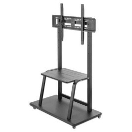 Manhattan TV & Monitor Mount, Trolley Stand, 1 screen, Screen Sizes: 37-100", Black, VESA 200x200 to 800x600mm, Max 150kg, Shelf and Base for Laptop or AV device, Height-adjustable to four levels: 862, 916, 970 and 1024mm, LFD, Lifetime Warranty