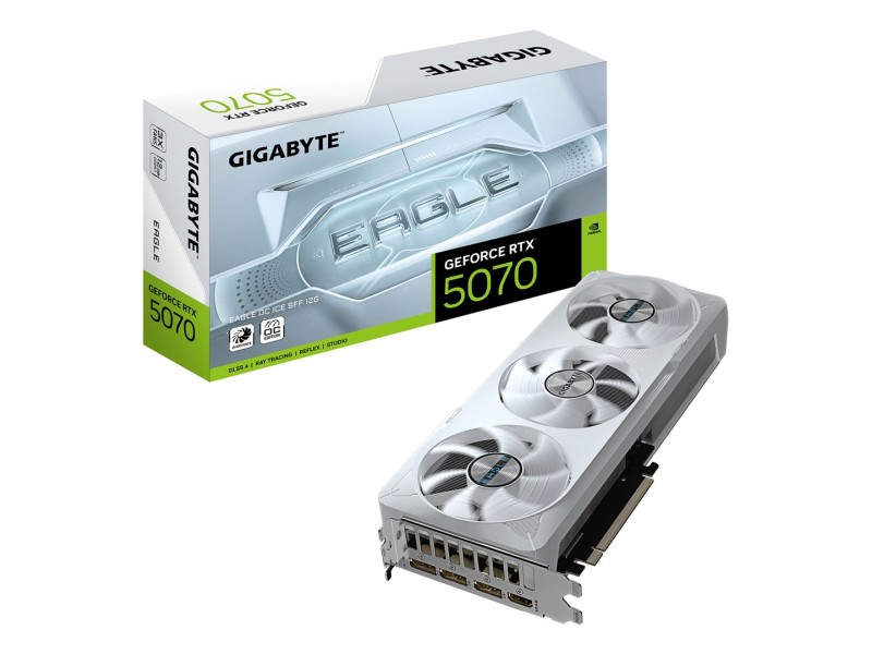 GIGABYTE GeForce RTX 5070 EAGLE OC ICE SFF 12G Graphics Card - 12GB GDDR7, 192bit, PCI-E 5.0, 2587 MHz Core Clock, 3 x DP 2.1a, 1 x HDMI 2.1b, NVIDIA DLSS 4, GV-N5070EAGLEOC ICE-12GD GV-N5070EAGLEOC ICE-12GD – GIGABYTE Видео карти