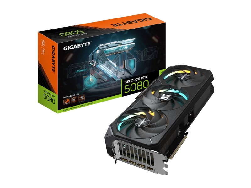GIGABYTE GeForce RTX 5080 GAMING OC 16G Graphics Card - 16GB GDDR7, 256bit, PCI-E 5.0, 2730MHz Core Clock, 3 x DisplayPort, 1 x HDMI, GV-N5080GAMING OC-16GD GV-N5080GAMING OC-16GD – GIGABYTE Видео карти