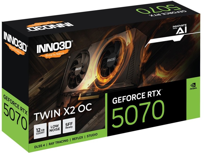 Inno3D GeForce RTX 5070 TWIN X2 OC NVIDIA 12 GB GDDR7 Inno3D GeForce RTX 5070 TWIN X2 OC NVIDIA 12 GB GDDR7 N50702-12D7X-195064N – INNO3D Видео карти