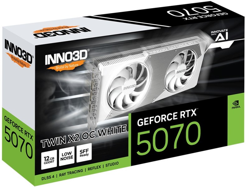 Inno3D GeForce RTX 5070 TWIN X2 OC WHITE NVIDIA 12 GB GDDR7 N50702-12D7X-195064W – INNO3D Видео карти
