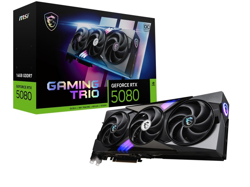 MSI GAMING GEFORCE RTX 5080 16G TRIO OC graphics card NVIDIA 16 GB GDDR7 RTX 5080 16G GAMING TRIO OC – MSI  Видео карти