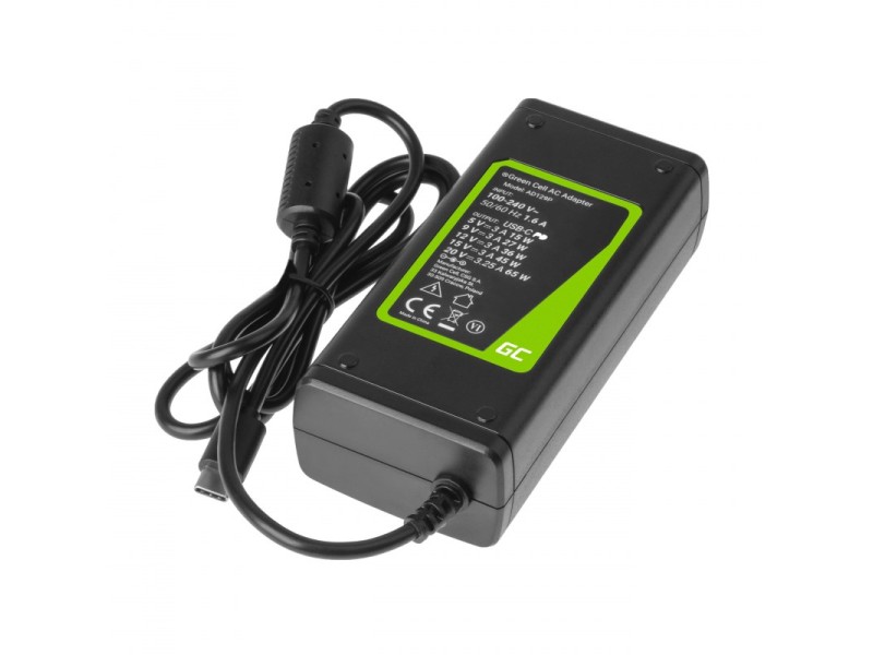 Green Cell AD134P USB-C charger AC adapter 65W for notebook tablet smartphone AD134P – Green Cell Универсални захранвания за лаптоп