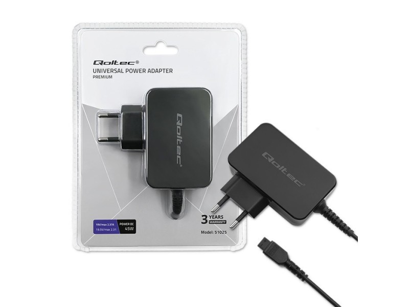 Qoltec 51025 power adapter/inverter Indoor Black 51025 – Qoltec Универсални захранвания за лаптоп