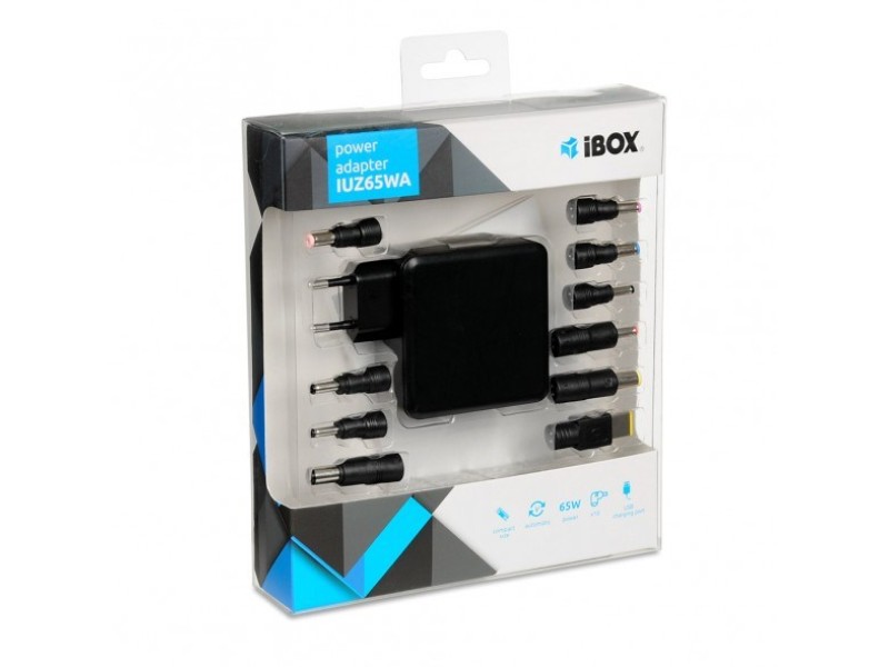 iBox IUZ65WA power adapter/inverter Auto 65 W Black IUZ65WA – IBOX Универсални захранвания за лаптоп