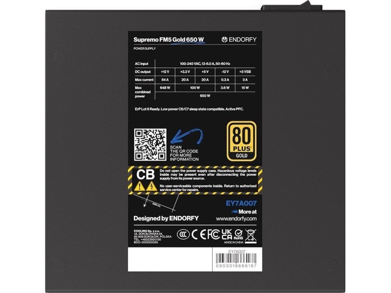 Power supply Endorfy Supremo FM5 Gold 650W (EY7A007) EY7A007 – ENDORFY Захранвания