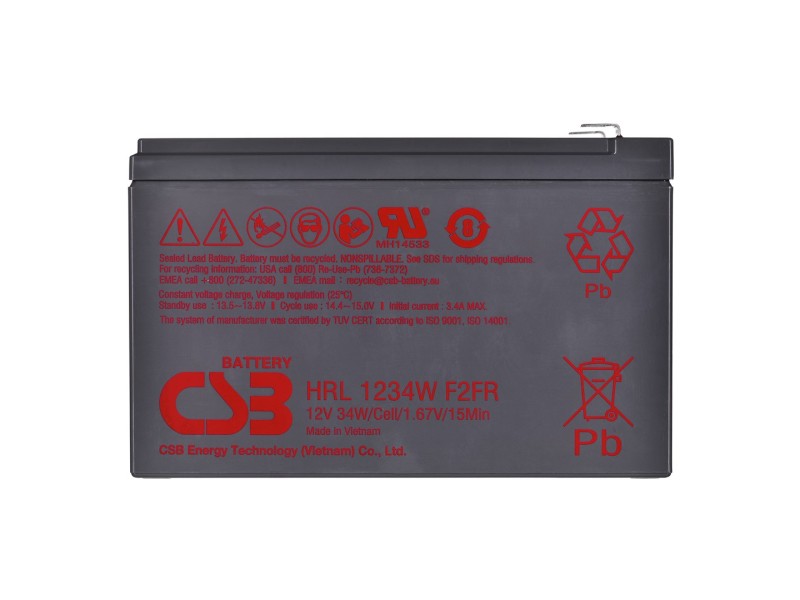 Battery CSB HRL1234WF2FR 12V 9Ah HRL1234WF2 – Hitachi CSB Батерии за UPS и СОТ - аларми