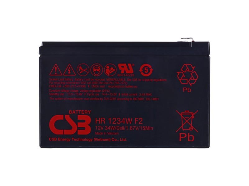 Battery HR1234WF2 CSB 9Ah 12V HR1234WF2 – Hitachi CSB Батерии за UPS и СОТ - аларми