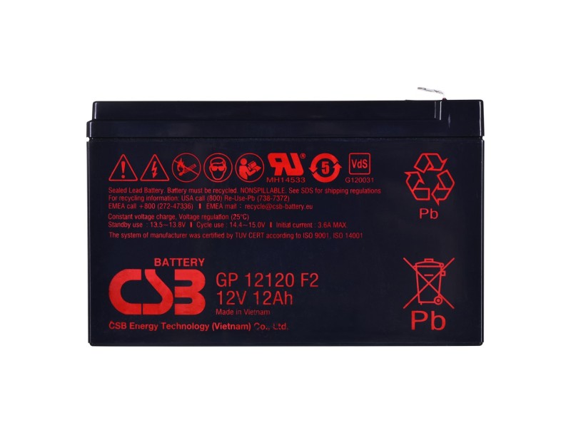 CSB GP12120F2 12V 12Ah battery GP12120F2 – Hitachi CSB Батерии за UPS и СОТ - аларми