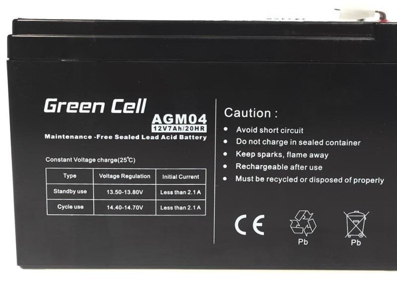 Green Cell AGM04 UPS battery Sealed Lead Acid (VRLA) 12 V 7 Ah AGM04 – Green Cell Батерии за UPS и СОТ - аларми