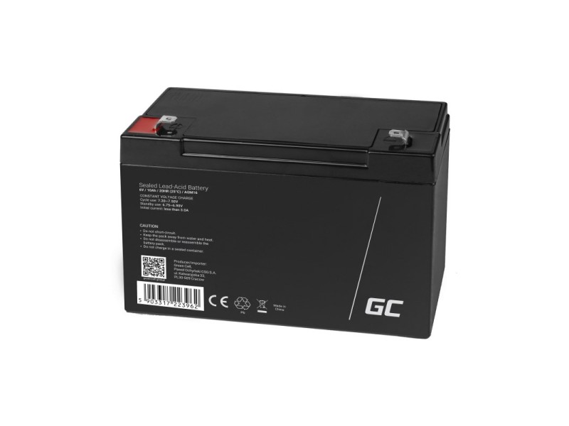 Green Cell AGM16 UPS battery Sealed Lead Acid (VRLA) 6 V 10 Ah AGM16 – Green Cell Батерии за UPS и СОТ - аларми