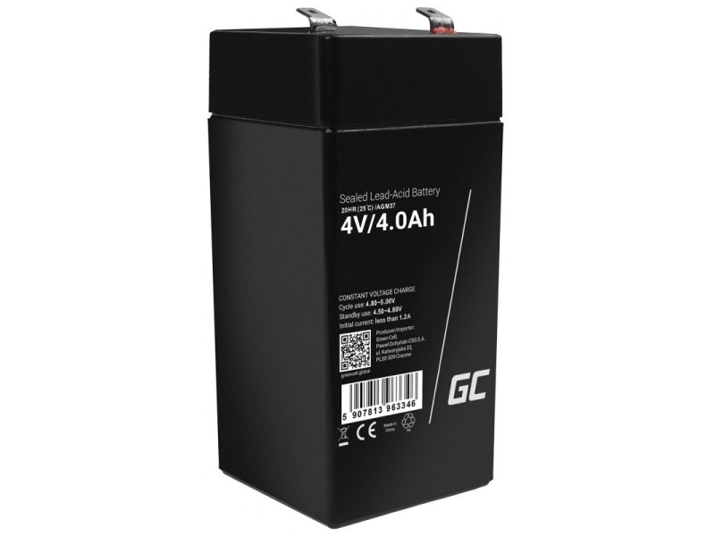 Green Cell AGM37 industrial rechargeable battery Sealed Lead Acid (VRLA) 4000 mAh 4 V AGM37 – Green Cell Батерии за UPS и СОТ - аларми