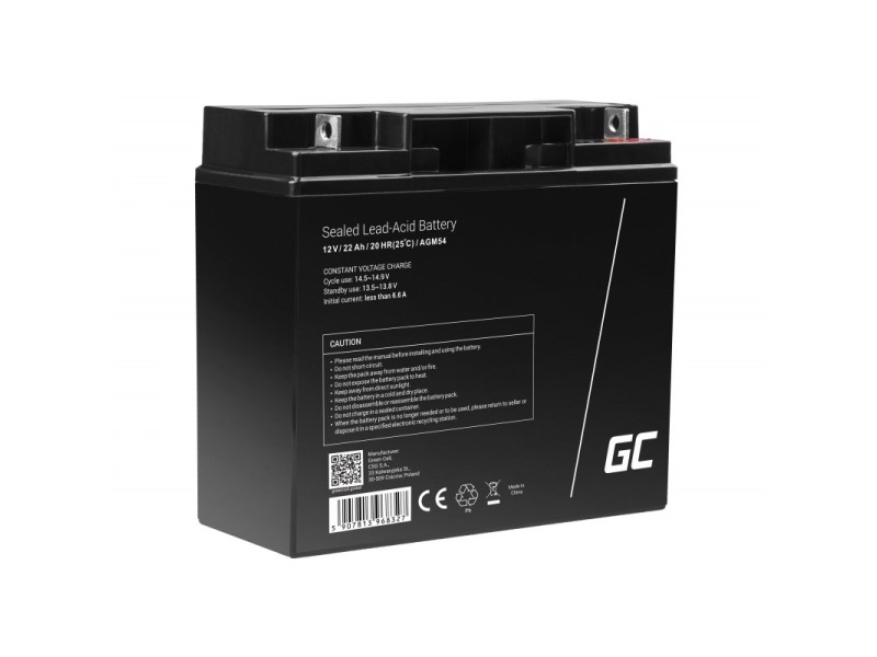 Green Cell AGM54 vehicle battery AGM (Absorbed Glass Mat) 22 Ah 12 V AGM54 – Green Cell Батерии за UPS и СОТ - аларми
