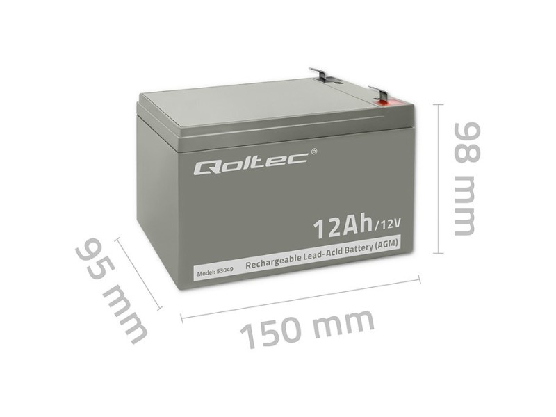 Qoltec 53049 AGM battery | 12V |  12Ah 53049 – Qoltec Батерии за UPS и СОТ - аларми