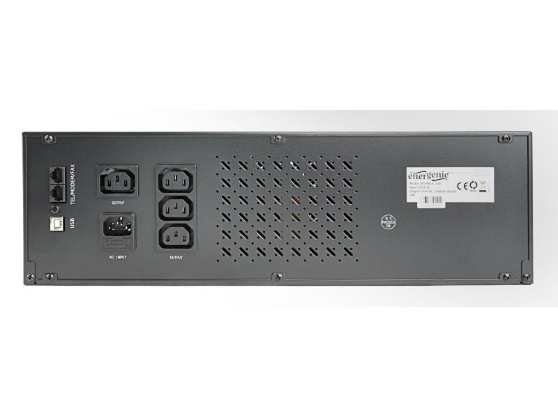 Gembird - Ups rack 19 3.4u 1500va, 4xiec 230v out, iec14 in,rj11, usb, lcd Line-Interactive 1.5 kVA 900 W 4 AC outlet(s) UPS-RACK-1500 – GEMBIRD Line Interactive UPS