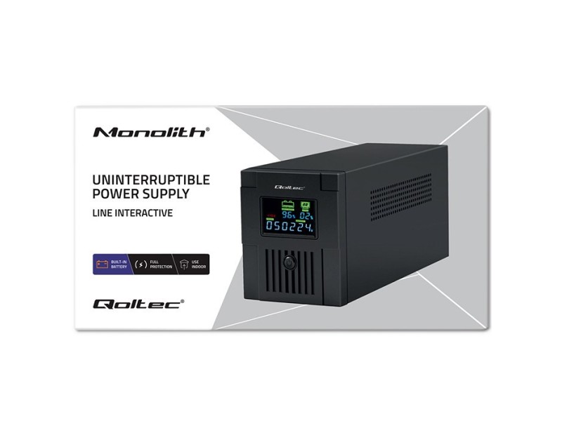 Qoltec 53770 uninterruptible power supply (UPS) Line-Interactive 1.5 kVA 900 W 2 AC outlet(s) 53770 – Qoltec Line Interactive UPS