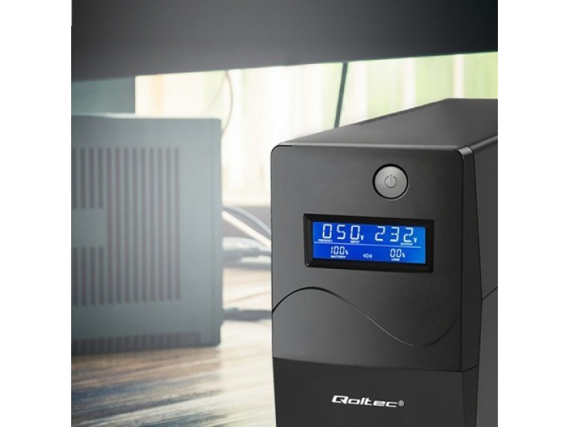 Qoltec Monolith uninterruptible power supply (UPS) Double-conversion (Online) 0.45 kVA 240 W 2 AC outlet(s) 53977 – Qoltec Line Interactive UPS