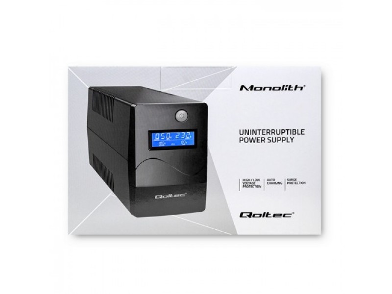 Qoltec Monolith uninterruptible power supply (UPS) Double-conversion (Online) 0.45 kVA 240 W 2 AC outlet(s) 53977 – Qoltec Line Interactive UPS