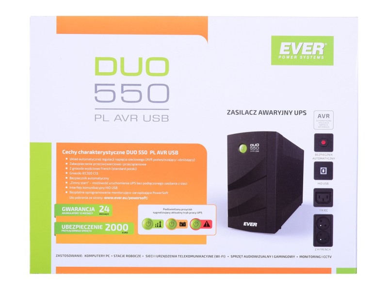 UPS EVER DUO 550 PL AVR USB (T/DAVRTO-000K55/01) T/DAVRTO-000K55/01 – Ever Line Interactive UPS