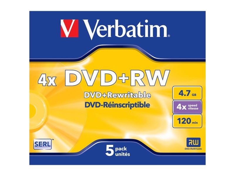 DVD-RW Verbatim Matt Silver 5 броя 4x 4,7 GB