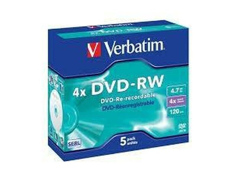 DVD-RW Verbatim 5 броя Черен 4,7 GB 4x (5 броя)
