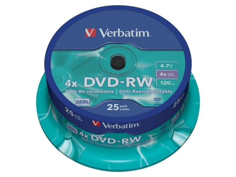 DVD-RW Verbatim    25 броя Многоцветен 4,7 GB 4x
