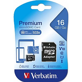 Micro SD карта Verbatim Premium 16 GB