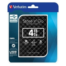 Външен харддиск Verbatim Disco Duro Portátil Store 'n' Go USB 3.0 de 4 TB en color Negro USB 3.0