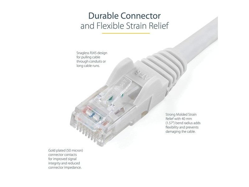 UTP категория 6 твърд мрежови кабел Startech N6PATC7MWH Бял 7 m