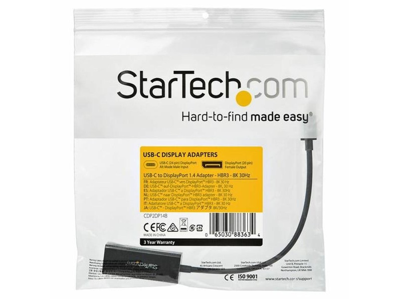 Адаптер за USB C към DVI Startech CDP2DP14B            Черен