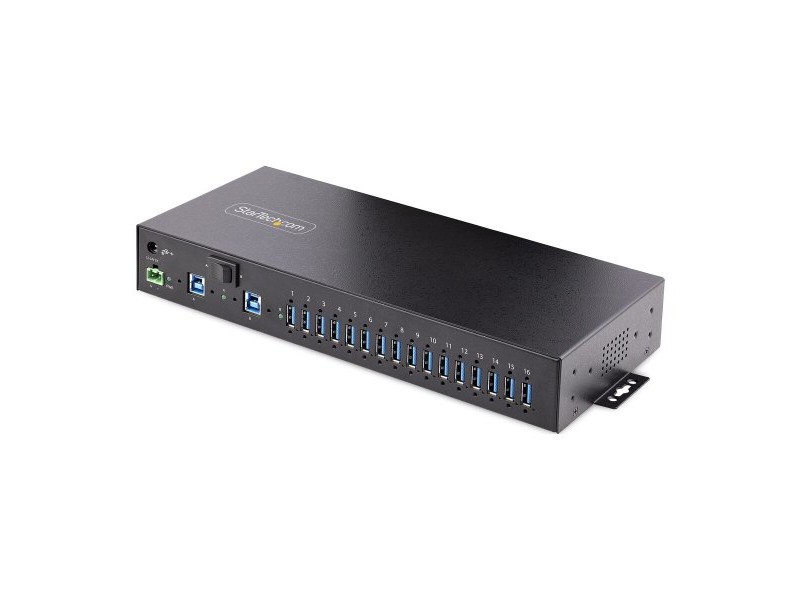 USB извод Startech Hub Ladrón USB 3.0 5Gb de 16 Puertos Industrial - Metal - Montaje en Rack/Superficie/DIN - Carga Compartida U USB извод Startech Hub Ladrón USB 3.0 5Gb de 16 Puertos Industrial - Metal - Montaje en Rack/Superficie/DIN - Carga Compartida U