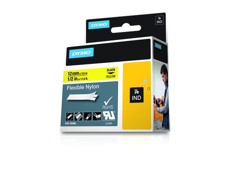 Ламинирана касета Dymo Nylon Flexible IND Многоцветен Черен/Жълт