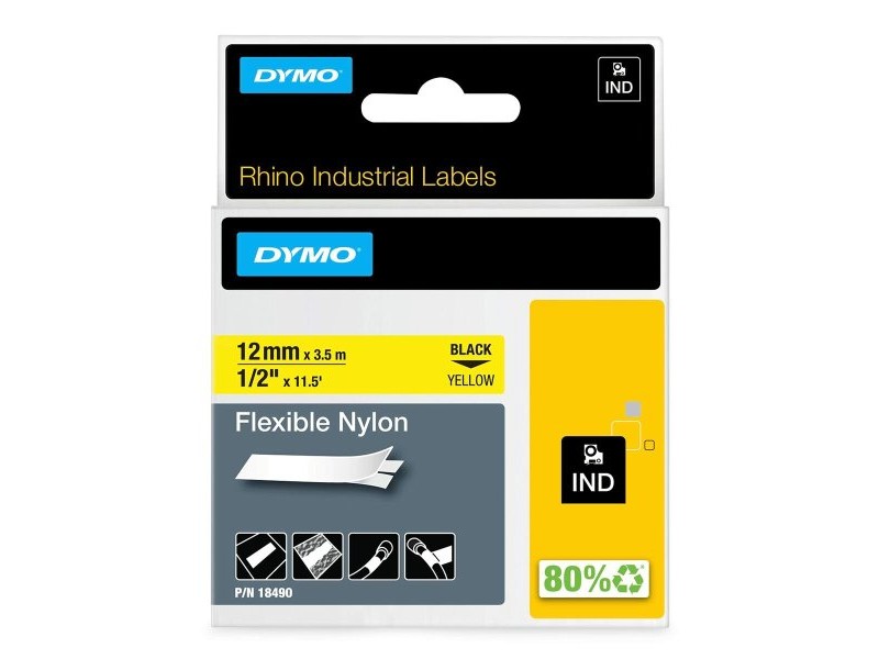Ламинирана касета Dymo Nylon Flexible IND Многоцветен Черен/Жълт