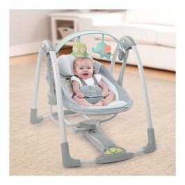 Люлеещ се стол Ingenuity Compact Swing - Hugs & Hoots Бял Сив