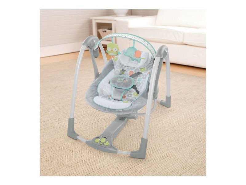 Люлеещ се стол Ingenuity Compact Swing - Hugs & Hoots Бял Сив