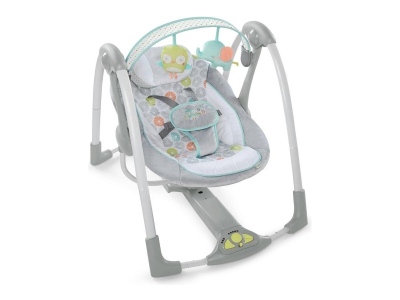 Люлеещ се стол Ingenuity Compact Swing - Hugs & Hoots Бял Сив