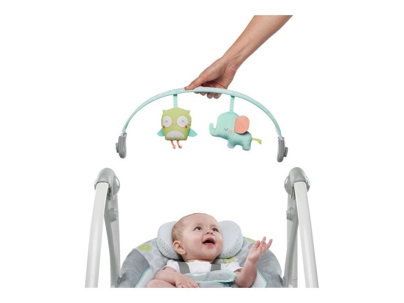 Люлеещ се стол Ingenuity Compact Swing - Hugs & Hoots Бял Сив