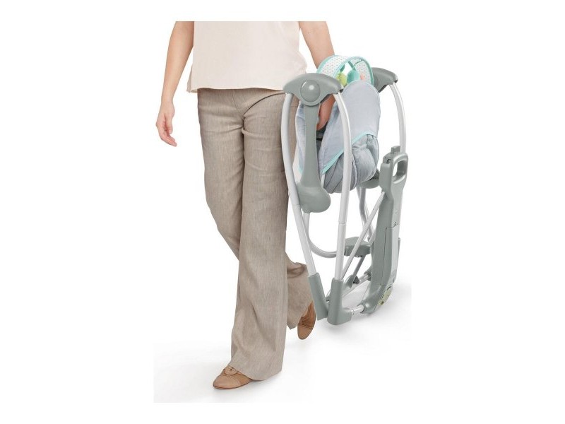 Люлеещ се стол Ingenuity Compact Swing - Hugs & Hoots Бял Сив