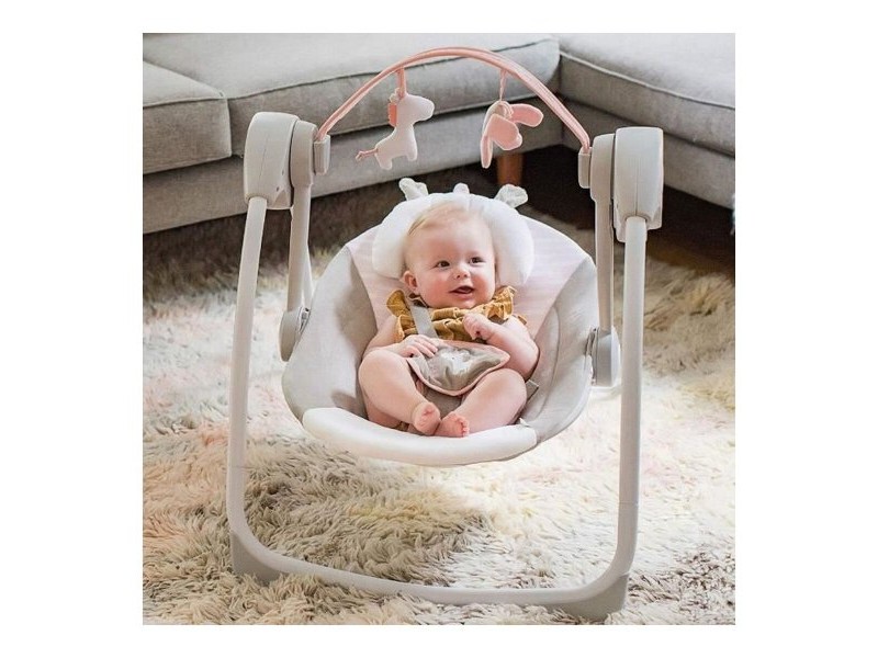 Люлеещ се стол Ingenuity Compact Swing - Flora Светло розово