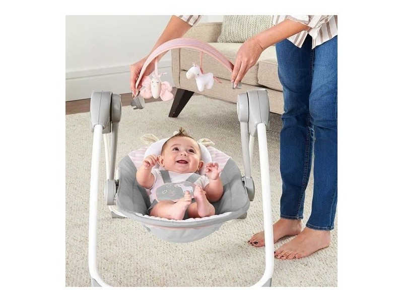 Люлеещ се стол Ingenuity Compact Swing - Flora Светло розово