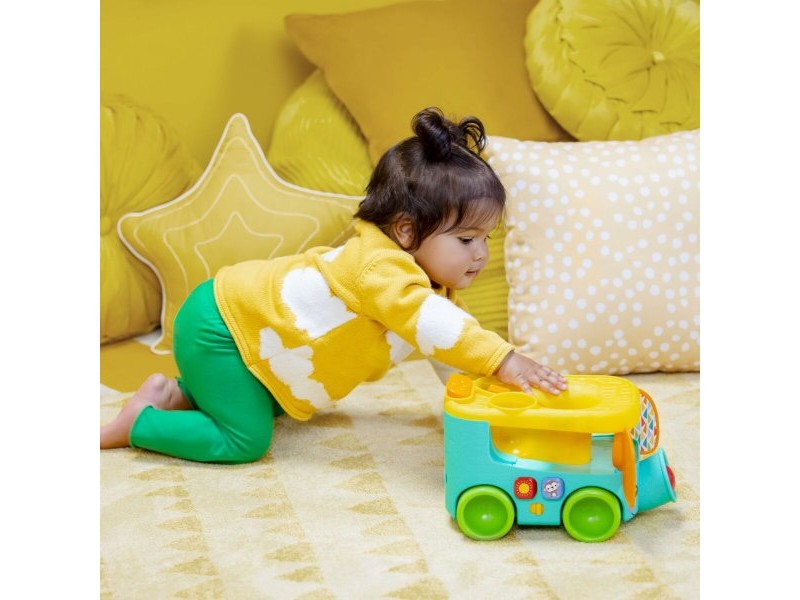 Играчка за дърпане Bright Starts Pop & Roll Safari Bus