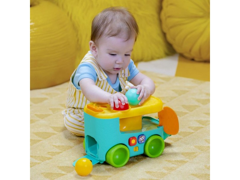 Играчка за дърпане Bright Starts Pop & Roll Safari Bus