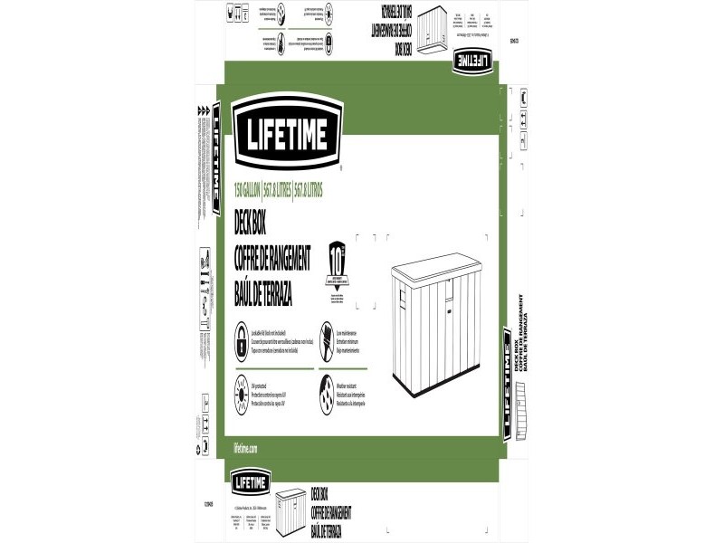 Градински съндък за съхранение Lifetime Кафяв 570 L 150 x 69 x 72 cm Стомана Пластмаса