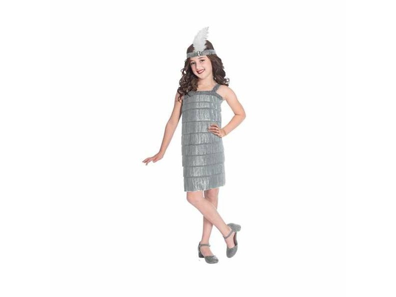 Маскировъчен костюм за деца Silver Flapper 10-12 години Сребрист (2 Части)