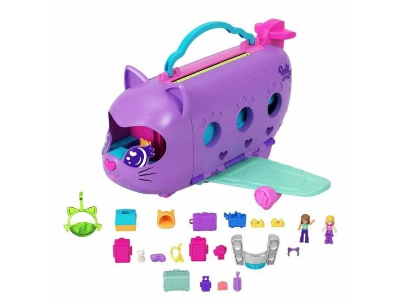 Playset Polly Pocket Transforming Kitten Airplane-Box