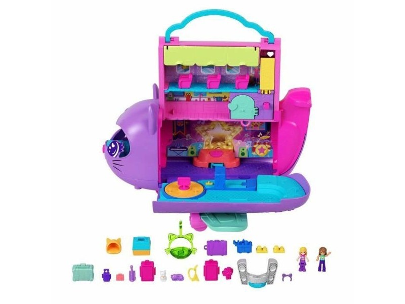 Playset Polly Pocket Transforming Kitten Airplane-Box