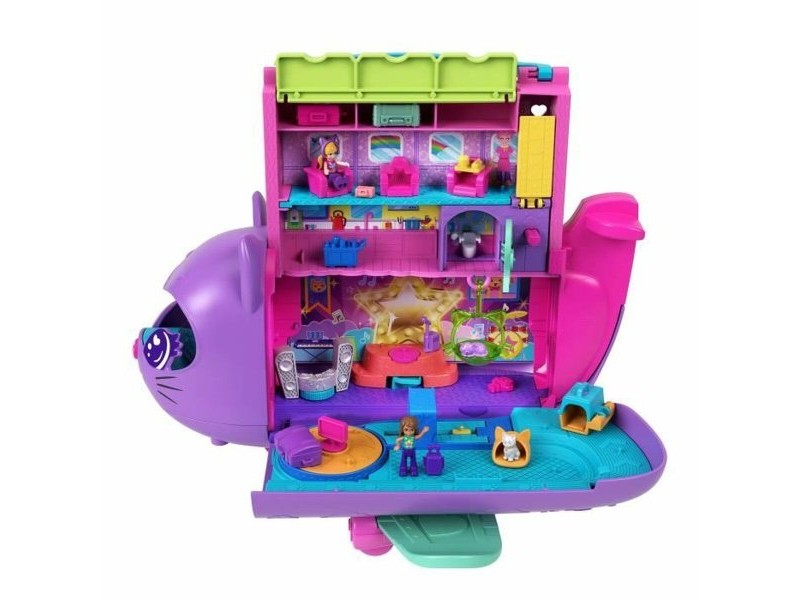 Playset Polly Pocket Transforming Kitten Airplane-Box